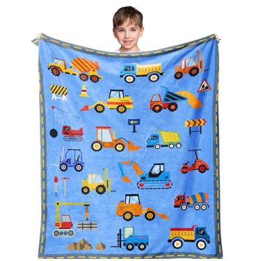 Imagem de JUCIPAY Cobertor infantil de construção 127 x 101 cm, cobertor de carro para crianças, presentes de aniversário para meninos, presente de aniversário para crianças, caminhão, trator, guindaste