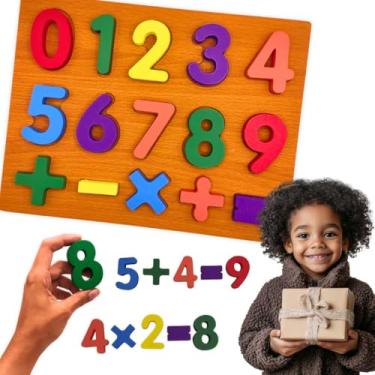 Imagem de Brinquedo educativo de madeira letras ou números pedagógico infantil alfabetização presente aniversário natal dia das crianças consultório escolas meninos meninas 3 a 6 anos (Números e Sinais)