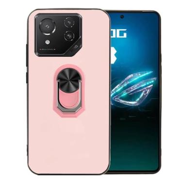 Imagem de Ranyi Capa para ROG Phone 8, ROG Phone 8 Pro, capa ultrafina de TPU com suporte de anel giratório de 360 graus, capa de silicone de proteção flexível para Asus ROG Phone 8/ROG Phone 8 Pro - Rosa