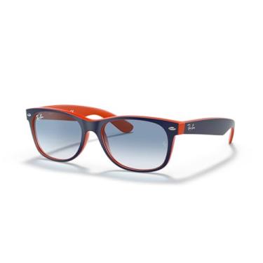 Imagem de Ray-Ban Óculos de sol unissex Rb2132 New Wayfarer dégradé quadrado, Azul em laranja/azul gradiente claro, 55 mm