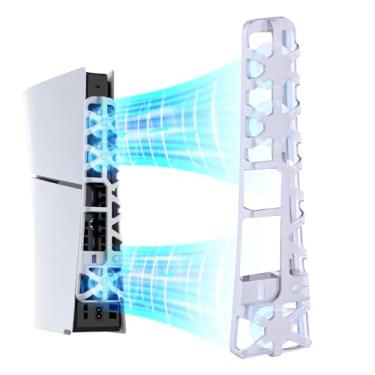 Imagem de ECHZOVE Ventilador de resfriamento para novos acessórios PS5 Slim, ventilador silencioso atualizado com hub USB 3.0, sistema de resfriamento eficiente com luz LED para novo disco PS5 e edição digital