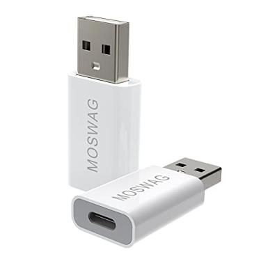 Imagem de MOSWAG Pacote com 2 adaptadores USB C para USB macho para USB C fêmea Adaoter adaptador USB C branco compatível com carregador Apple MagSafe, iMac, MacBook Pro, MacBook, laptops, PC, computadores e mais