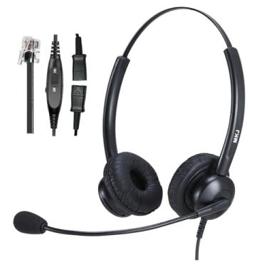 Imagem de Fone de ouvido para telefone com microfone com cancelamento de ruído para telefone fixo, fone de ouvido central de chamada com controle de volume para mostrador de Plantronics Avaya 9508 Aastra AudioCodes Atcom Digium Fanvil Mitel Nortel