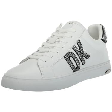 Imagem de DKNY Tênis feminino confortável Abeni-Lace Up Snea para uso diário, Branco/transparente, 8.5