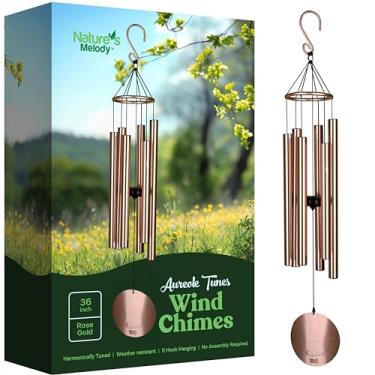Imagem de Nature’s Melody Aureole Tunes Wind Chimes - Outdoor Windchime with 6 Tubes Tuned to E Pentatonic Scale, 100% Rustproof Aluminum, Powder Finish & S Hook Hanger for Sympathy, Memorial Gift or Zen Garden