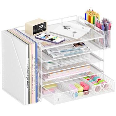 Imagem de Organizador de mesa OPNICE Arquivo de papel de 5 camadas com gaveta e 