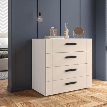 Imagem de Cômoda com 4 Gavetas Lisboa Branca com Creme Politorno