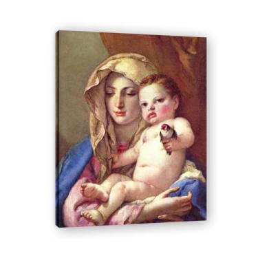 Imagem de Impressão em tela Madonna of the Goldfinch Giovanni Battista Tiepolo – Obra-prima rococó barroca, pintura escolar de Veneza, pintura a óleo decorativa para galeria doméstica 60 x 78 cm