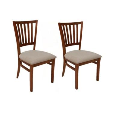 Imagem de Kit 2 Cadeiras de Jantar em Madeira Maciça Estofada Bege - ALF MÓVEIS