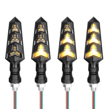 Imagem de wuyaoyao 4 peças de seta de motocicleta, pisca-pisca de motocicleta de 12 V, indicadores dianteiros e traseiros de motocicleta, luz de seta LED em forma de Y, DRL, universal para motocicleta, scooter