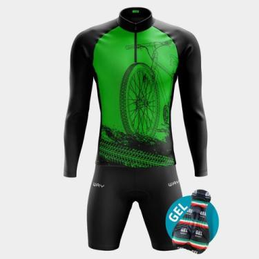 Imagem de Conjunto de Ciclismo Bermuda de Forro Gel Bolsos Laterais e Camisa Man