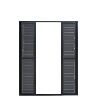 Imagem de Porta De Alumínio Veneziana 210x200cm 6 Folhas Preto