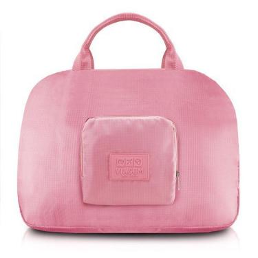 Imagem de Bolsa De Viagem Dobrável Trapézio Estampa Lisa Jacki Design Rosa