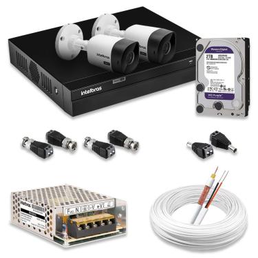 Imagem de Kit 2 Câmeras De Segurança Intelbras Full Hd 1080p Com Dvr Mhdx 1204 1080p Com Hd 2tb Purple
