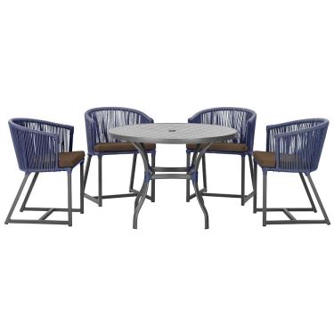 Imagem de Mesa Com 4 Cadeiras E Noronha Estofado 9 Trama Original Azul