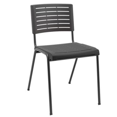 Imagem de Cadeira Empilhável Fixa Escritório Multiuso Base Preta Kimi P03 Preto - Lyam Decor