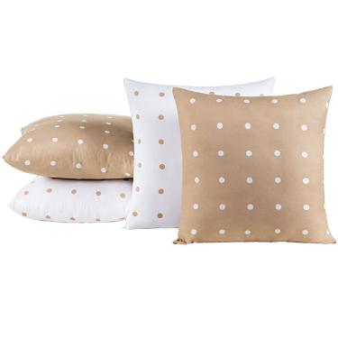 Imagem de Kit 4 Almofadas Cheias Para Sofá 45x45cm Celine Micro Percal 200 Fios Cáqui 100% Poliéster