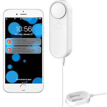 Imagem de Shonmau Detector De Vazamento Água Wi-Fi Multifuncional, Cabo Detecção Gotejamento/Vazamento 2 Metros, Interface Dupla, Expansível, Alarme Sensor Inteligente, Alimentado Por Pilhas Aaa, Monitorament