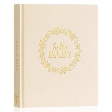 Imagem de Lanpn Livro De Memórias Hello Baby Para Meninos E Meninas - Capa Linho, Lembranças, Novos Pais, Recém-Nascido, Primeiros 5 Anos, Diário, Álbum Fotos, Marco (Bege, 154 Páginas)