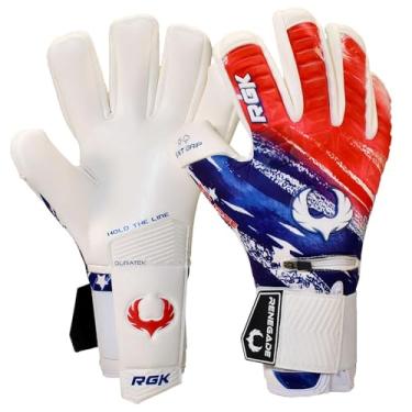 Imagem de Renegade GK Luvas De Goleiro Profissionais Eclipse Liberty Com Proteção Para Os Dedos Pro, Pretas | Vermelhas, Brancas E Azuis (Tamanho 11, Masculino Feminino, Corte Neg., Nível 5)