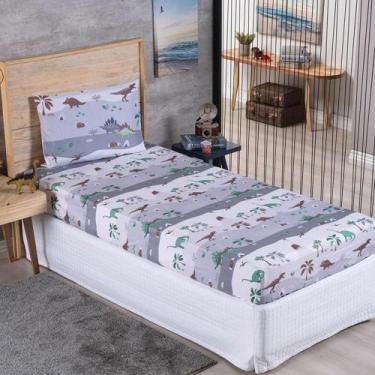 Imagem de Jogo Cama Lençol Solteiro Alegria 2 Peças Dinossauro 100% - Casa Show 