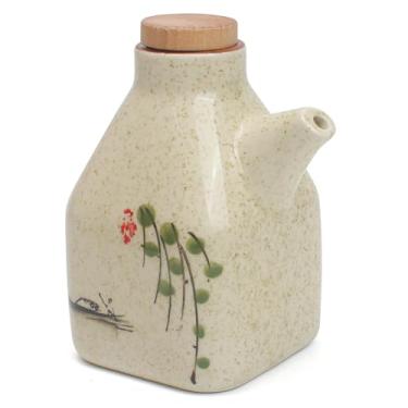 Imagem de Dispensador de molho de soja de cerâmica, suporte grande à prova de vazamento estilo japonês para churrasco, cozinha, cozinha