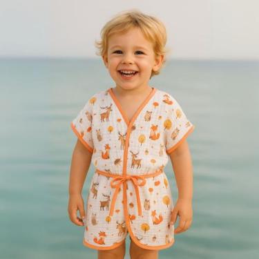 Imagem de Roupão infantil criança praia piscina natação banho confortável macio 