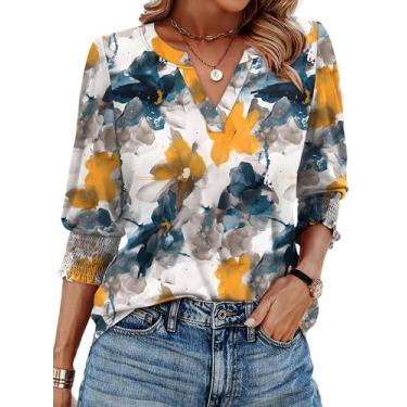 Imagem de Blusas WIHOLL Plus Size, primavera e verão, manga 3/4 para mulheres