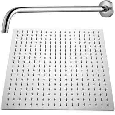 Imagem de Ducha Inox Ss304 Quadrada 40cm Slim 40x40 Com Braço Redondo de Parede Maxima Metais