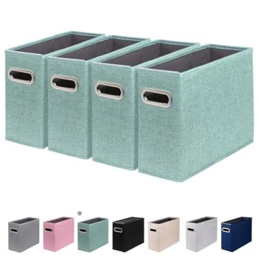 Imagem de ComfortKeeper 4 pacotes de organizador de arquivos tamanho carta, organizador de pastas de arquivo, caixa de armazenamento de tecido, organizador de papel dobrável com alça de metal, trilhos de PVC