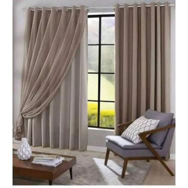 Imagem de Cortina Voil Liso com Forro Blackout - JL Cortinas