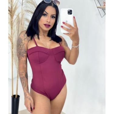 Imagem de Body feminino alça fina estilo retro com bojo - moda filo, Fucsia, M