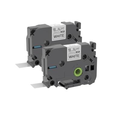 Imagem de P Puty Fita TZe-241 TZ 18 mm 0,7 branca laminada de substituição para Brother preto sobre branco compatível com Brother P-Touch PT-D410 PT-D400 PT-D600 PT-D610BT, pacote com 2