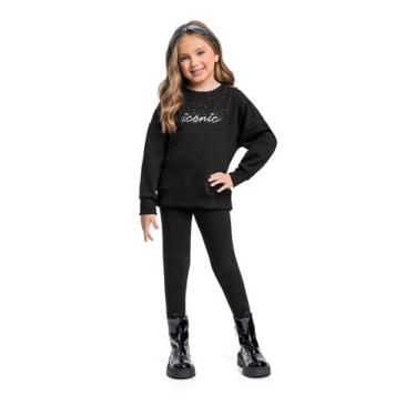 Imagem de Conjunto com Blusão e Legging em Molecotton para Menina Quimby, Preto,