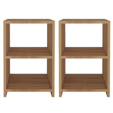Imagem de Kit 2 Mesas de Cabeceira Mesinha Nicho Quarto Decoração Nogal Pamela C