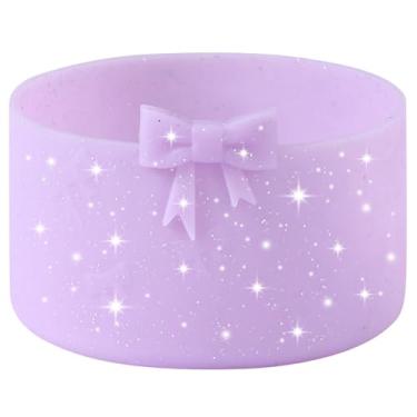 Imagem de HIUSITY Bota de silicone com laço de glitter para Stanley Quencher Tumbler H2.0 850.5 g 1134.0 g & IceFlow 567.0 g 850.5 g & Hydroflask garrafa de água 340.2-680.4 g manga inferior protetora para