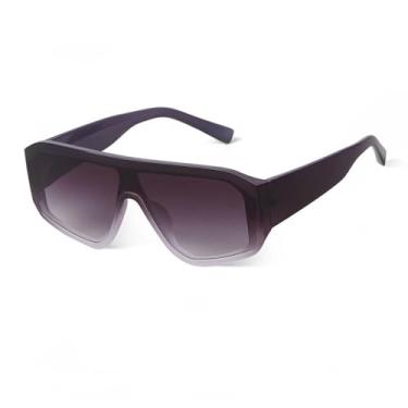 Imagem de Óculos de sol femininos retangulares com lentes espelhadas UV400Trend BigMen Shades, óculos de sol com parte superior plana e retangular, C9