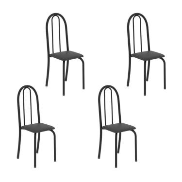 Imagem de Kit 4 Cadeiras Tubular 96x36x41 Cm Iris B Preto