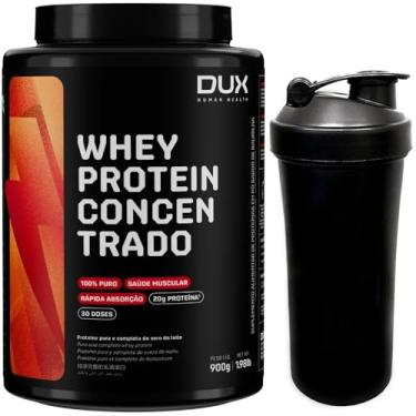 Imagem de Whey Protein Concentrado DUX + Coqueteleira (900g, Morango)