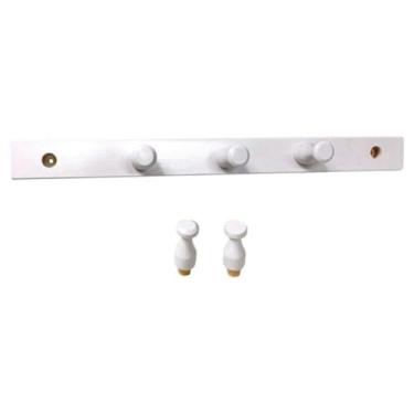 Imagem de Cabideiro em Madeira para Parede/Porta Fixo - Branco