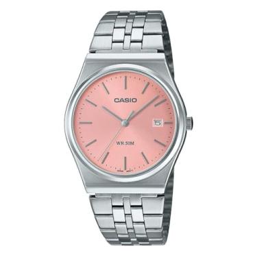 Imagem de Casio Relógio masculino - MTP-B145D-7BVDF mostrador branco, Rosa, pulseira