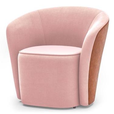 Imagem de Poltrona Sala Orgânica Petit Decorativa Veludo Couro Marrom - BRUMAGE,