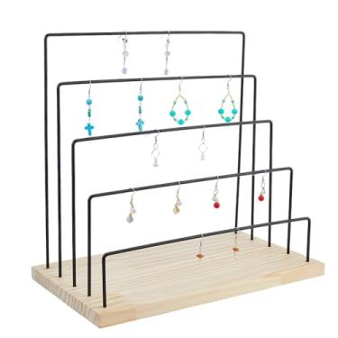 Imagem de DICOSMETIC 1 peça de suporte de exibição de brincos de 5 camadas, ganchos, suporte de brincos, organizador de joias de madeira de ferro para venda a retalho, decoração de casa, fornecedores, programas