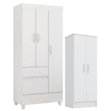 Imagem de Guarda Roupa Infantil E Armário Multiuso Viena Branco Brilho - Demóbil