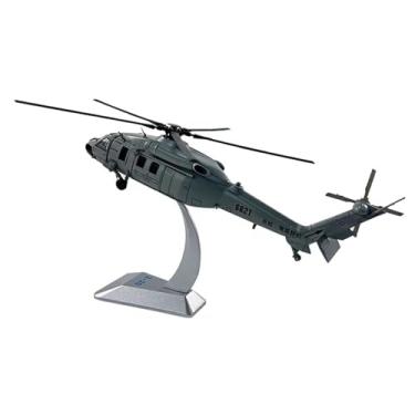 Imagem de YIJU Modelo de helicóptero fundido avião 1/100 brinquedo processamento CNC decoração de mesa simulação ornamento de metal réplica com suporte de exibição
