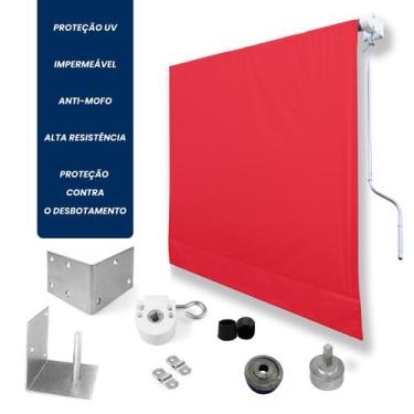 Imagem de Kit Para Toldo Retratil + Lona De 2,20L X 2,00A - Cober Chapas, Vermel
