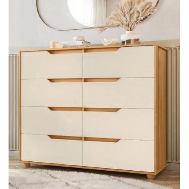 Imagem de Cômoda 8 Gavetas Doble Albatroz Móveis - 2 Cores - MoveBrinque