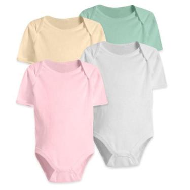 Imagem de Kit Body Bebê Manga Curta Liso 4 Peças Algodão Verão - Koala Baby, Men