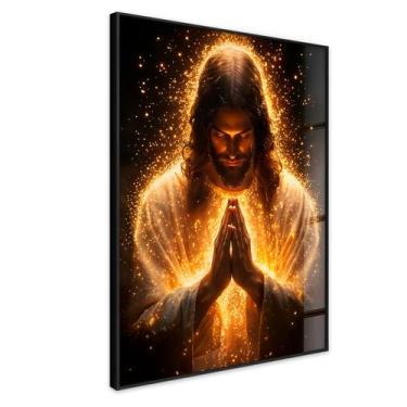 Imagem de Quadro Decorativo Jesus Cristo Oração Espiritual Brilho Decoração Igre