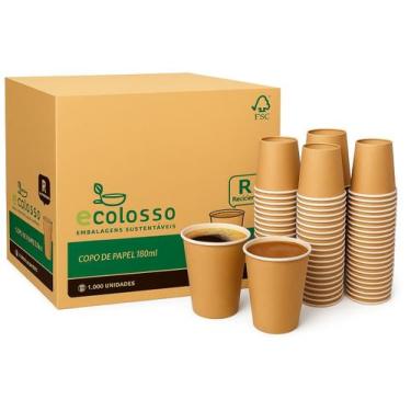 Imagem de Kit Copo Papel Kraft Desc. Ecológico 500Un Para Café 180Ml - Ecolosso